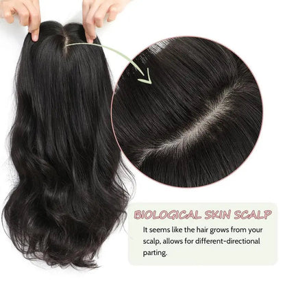 Premium Wavy Hair Topper – Seamless Crown Coverage, Natural Volume